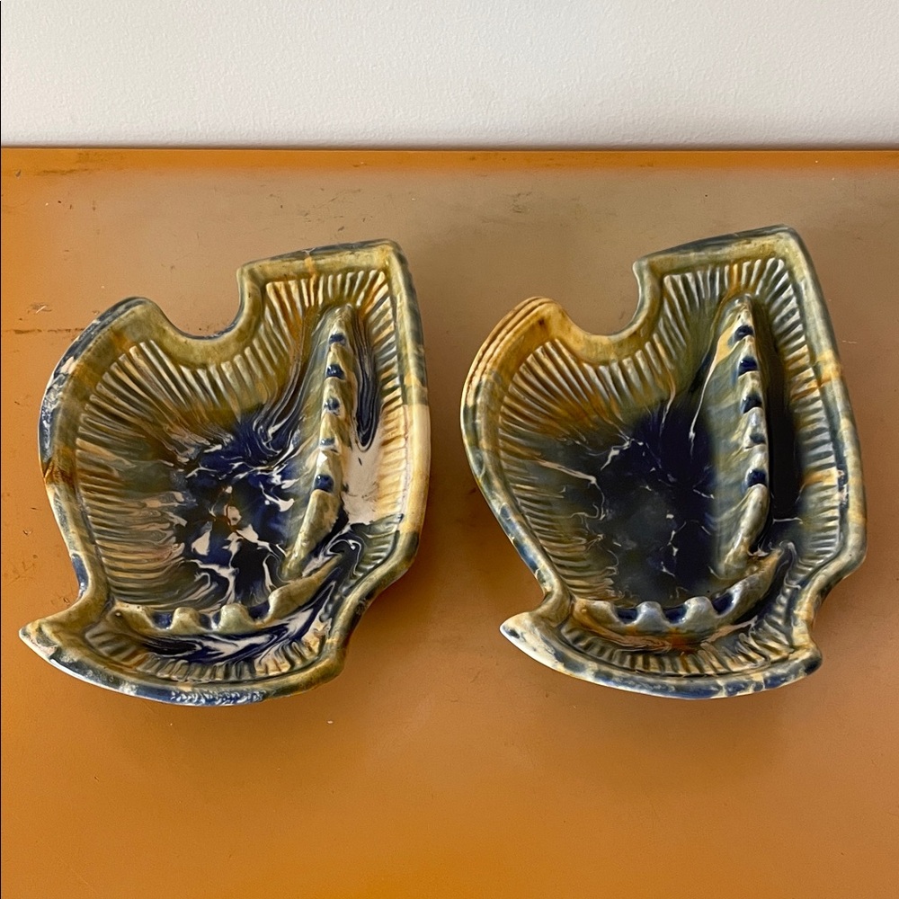 Vintage Ceramic Ashtrays Pair Made in California
